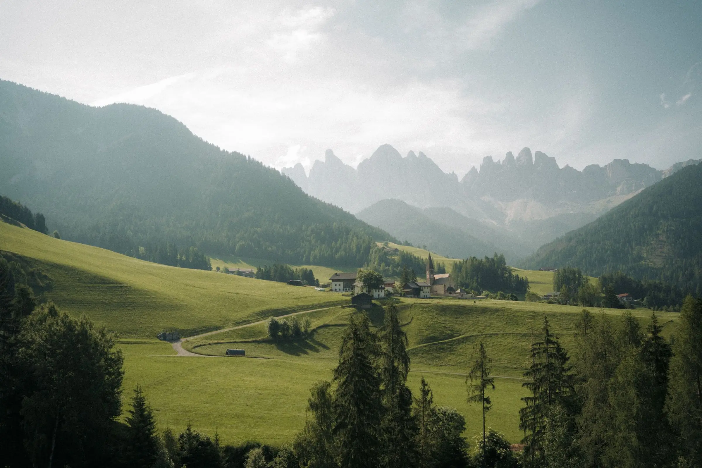 Val di Funes with the village of Santa Maddalena below the Odle peaks
